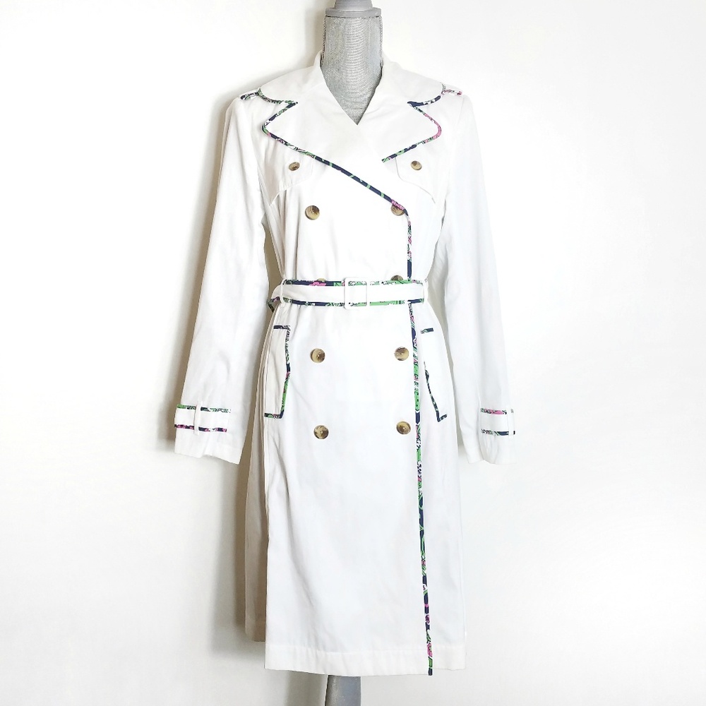 Lilly Pultizer Ally Trench Coat White with Belt